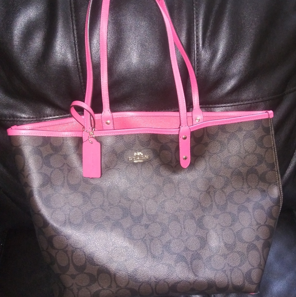 Coach reversible pvc city tote signature